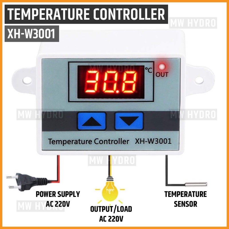 Thermostat Digital AC 12V 220V XH W3001 Termostat Alat Pengatur Suhu Panas Dingin Mesin Tetas 110V