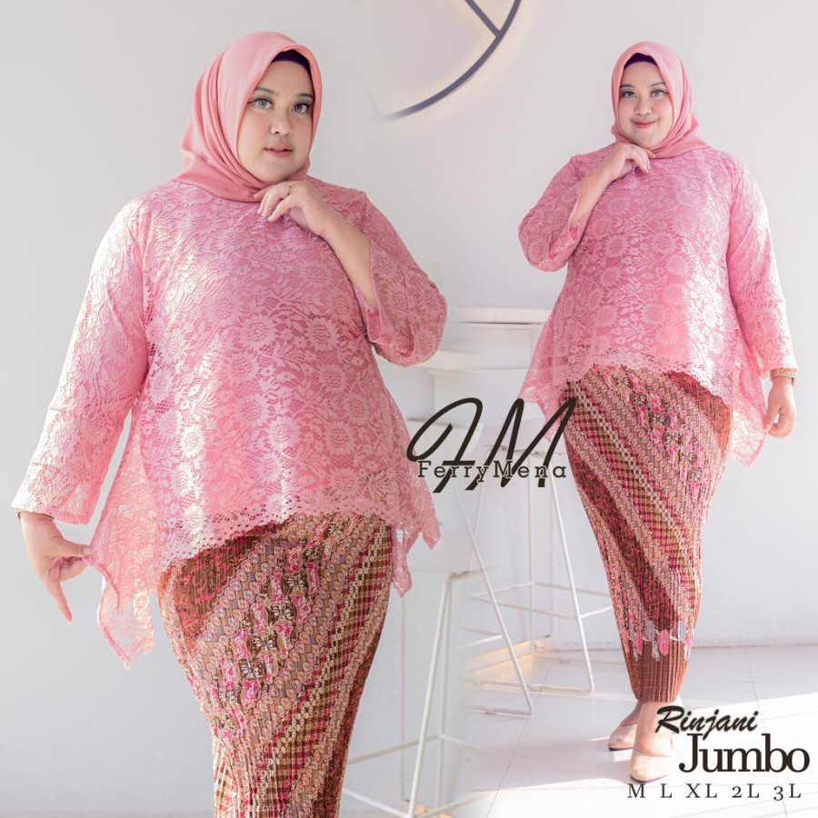 atasan kebaya ld 130~ kebaya jumbo brukat kebaya remeja~kebaya - set abu, atasan saja -kebaya brukaT- restukebaya