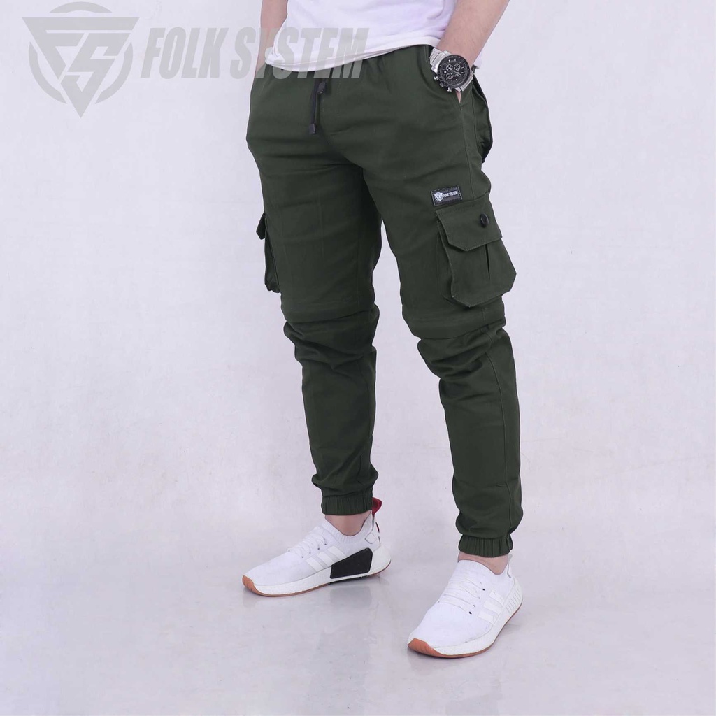Celana jogger cargo panjang pendek original folksystem