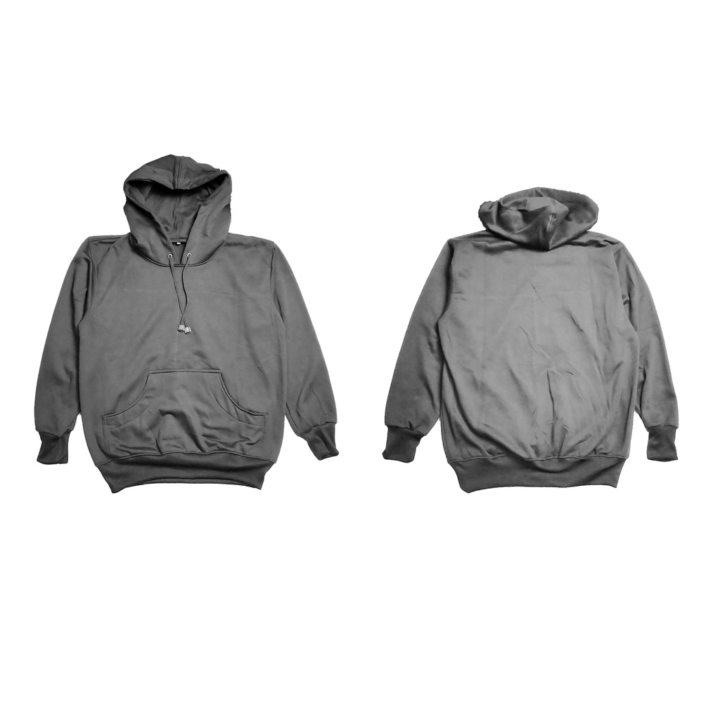JAKET HOODIE POLOS PRIA WANITA FLEECE PE SOFT ABU ABU