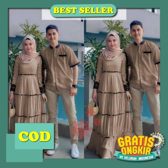 Baju Couple Pasangan Kekinian Koko Kurta Dress Gamis Bahan Jacquard Premium Azam Cp By Vente Daily O