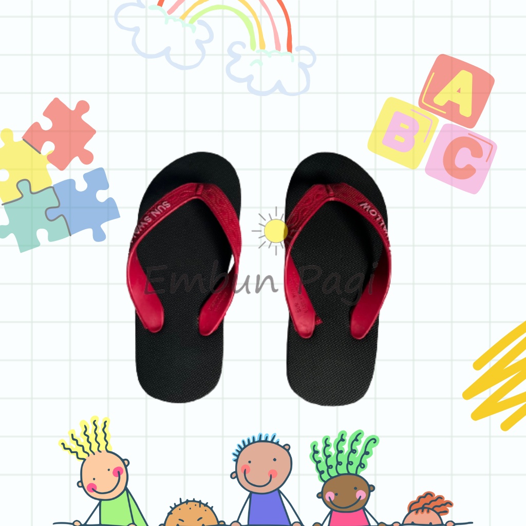 Sandal Jepit Anak Hitam Polos Warna Sun Swallow