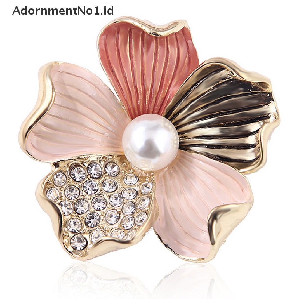 [AdornmentNo1] Fashion Kristal Berlian Imitasi Mutiara Bunga Bros Pin Wanita Gadis Anti-exposure Brooch [ID]