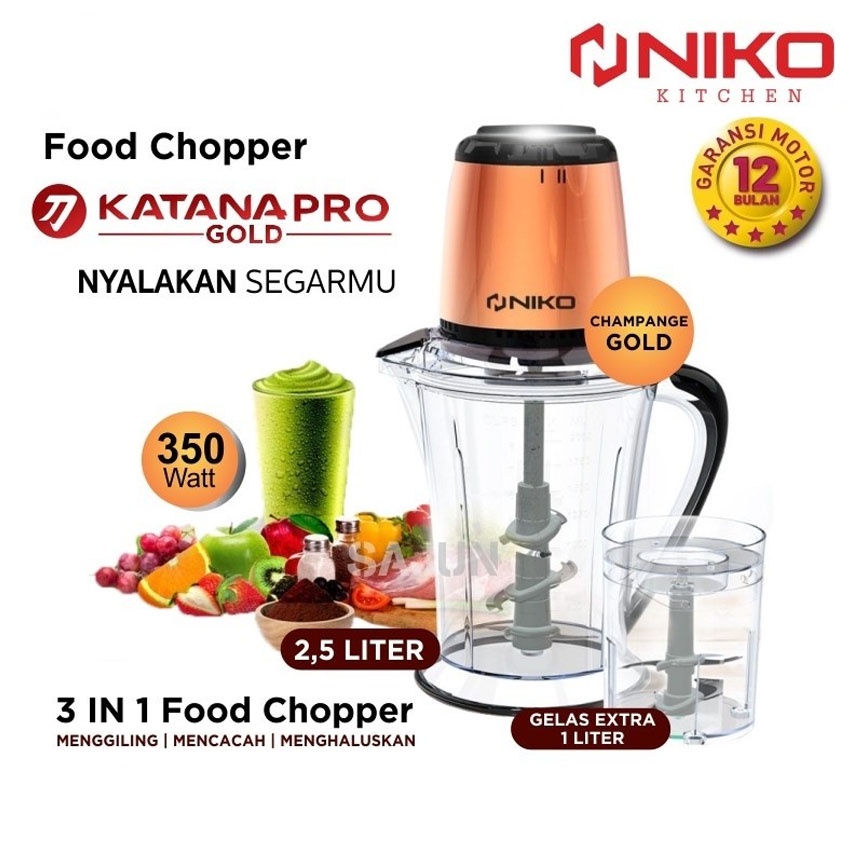 NIKO  Food Chopper Katana Pro Gold  2,5 LITER / KATANA NEXT ROSE 2 LITER