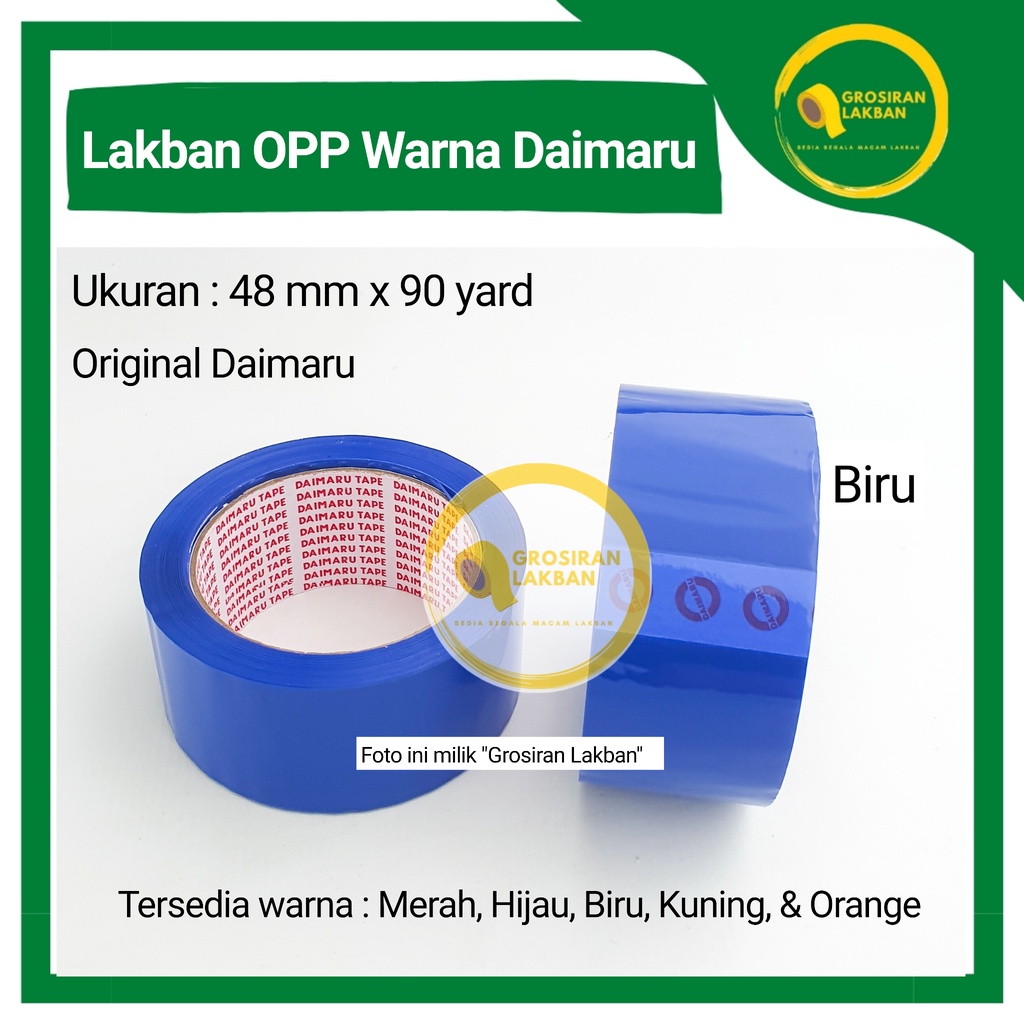 

Lakban Warna Biru 2 Inch Daimaru OPP Tape 48mm x 90y Selotip Isolasi