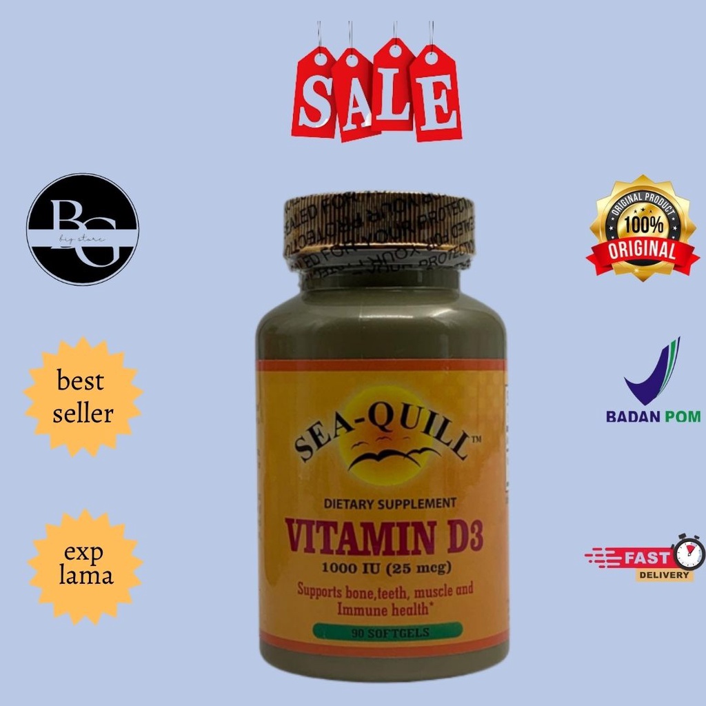 Seaquill vitamin D3 1000 IU isi 90 sofgel memenuhi daya tahan tubuh