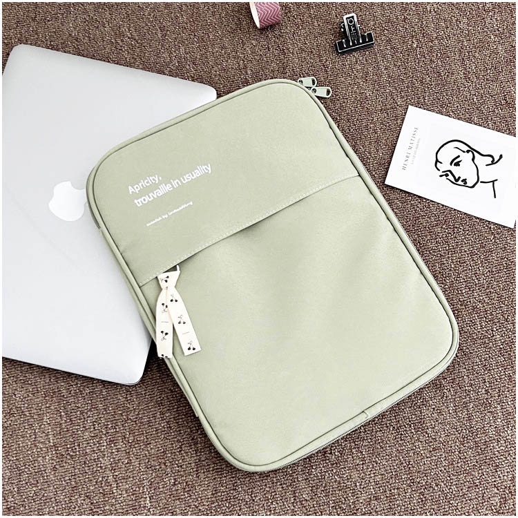 Sleeve Pouch Sarung Tas Ipad Tab Tablet Laptop Macbook Air Pro Asus Acer Lenovo HP Huawei 11 12 13 14 inch Motif Polos Warna Ungu Lilac Purple Pink Green Hijau Biru Blue Hitam Black Cute Murah Korean Model Banyak Ruang Slot Stationary Organizer