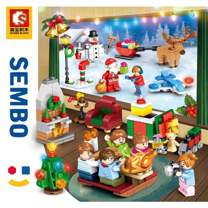 Brick Sembo Block 601092 Brick Lego Christmas Holiday Series Set Dapat 8 Pcs
