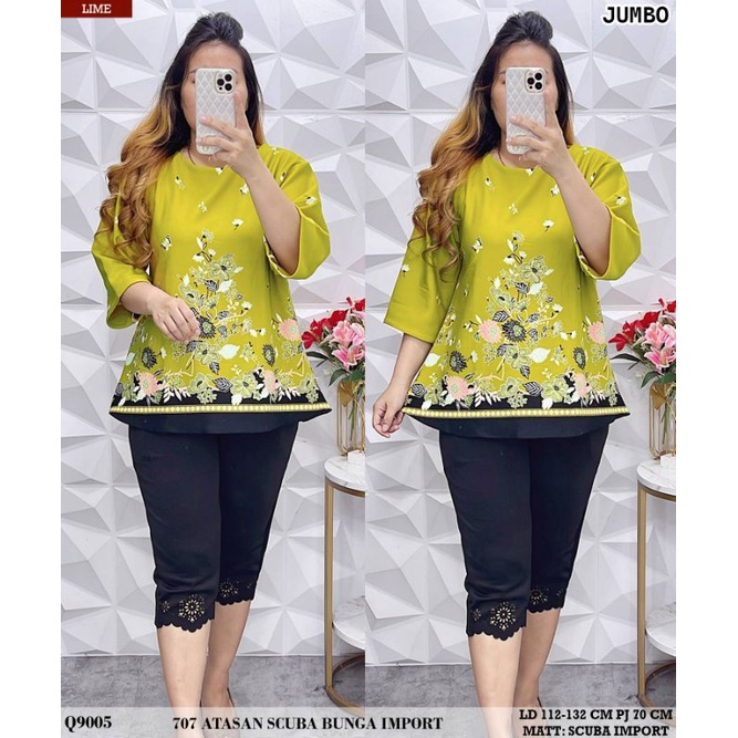 909 ATASAN SCUBA BUNGA IMPORT / BLUS BLOUSE SCUBA