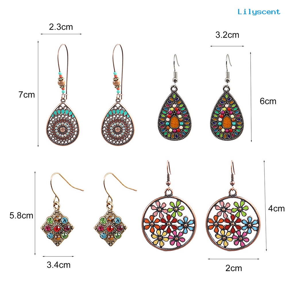 [LS] Anting Retro Bohemian Vintage Ear Ring Menjuntai Eardrop Untuk Ruang Ganti