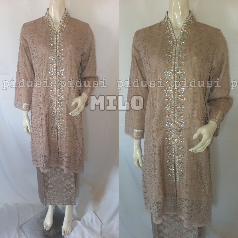 Promo set kebaya brokat payet kristal / kebaya brokat tunik /kebaya brokat modern