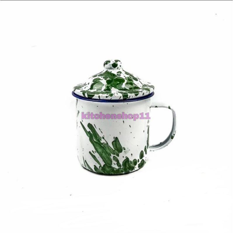 mug enamel burik blirik loreng / gelas cangkir kopi teh jadul jadoel vintage 7cm 8cm 10cm 12cm