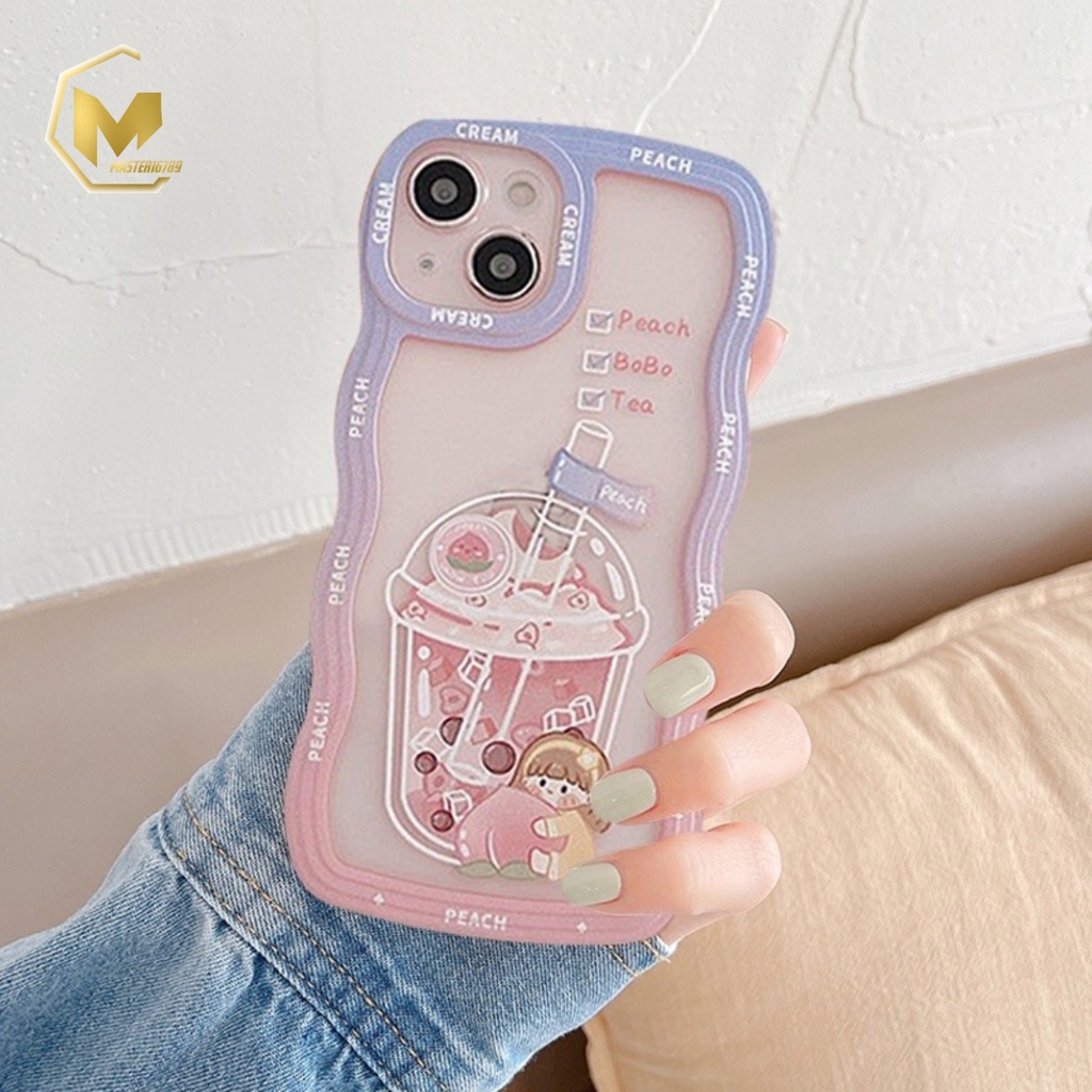 SS132 CASING SOFTCASE PEACH BOBA TEA FOR IPHONE 7 8 7+ 8+ X XS XR XS MAX 11 12 13 14 PRO MAX MA3879