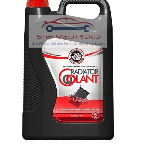 Depan Megacools Radiator Coolant 5 Liter - Cairan Warna Merah Pendingin Radiator - Air Radiator Mobi