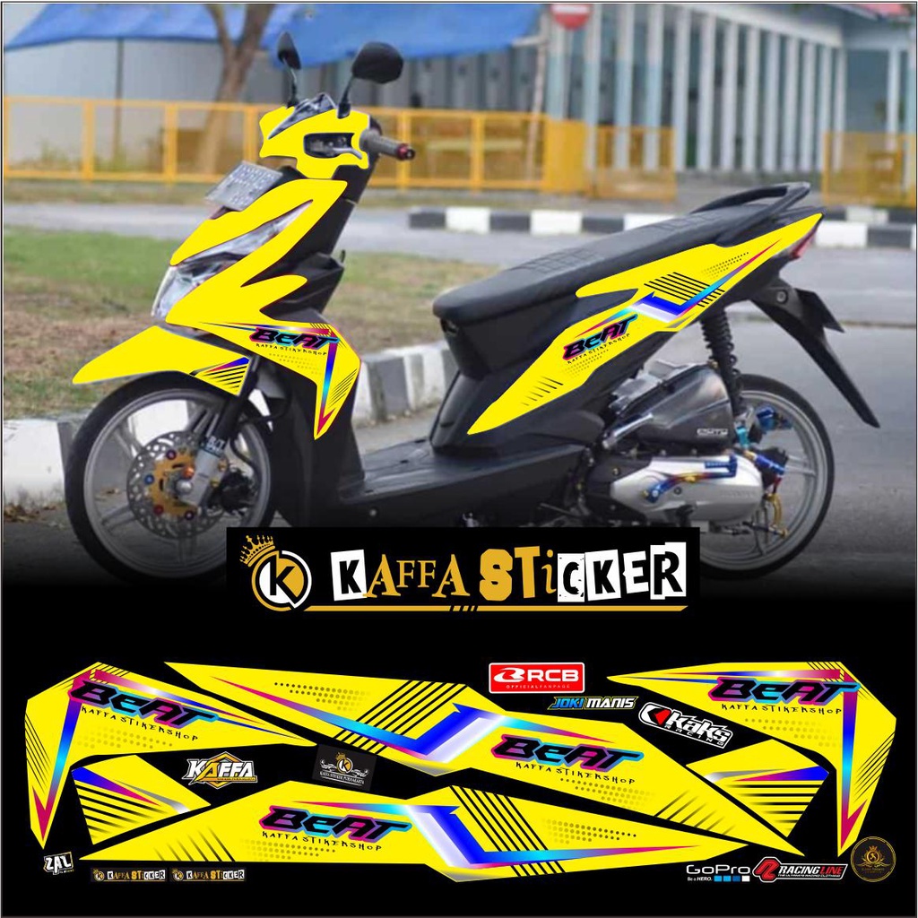 COD / LIS Sticker Striping Beat Esp Street-Stiker variasi list body Racing polet kuning LIS MOTIP