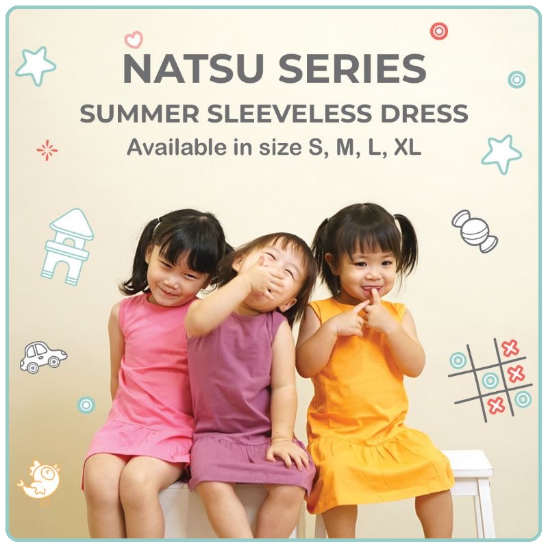 Powa Kids Natsu Summer Sleeveless Dress | Baju Dress Anak