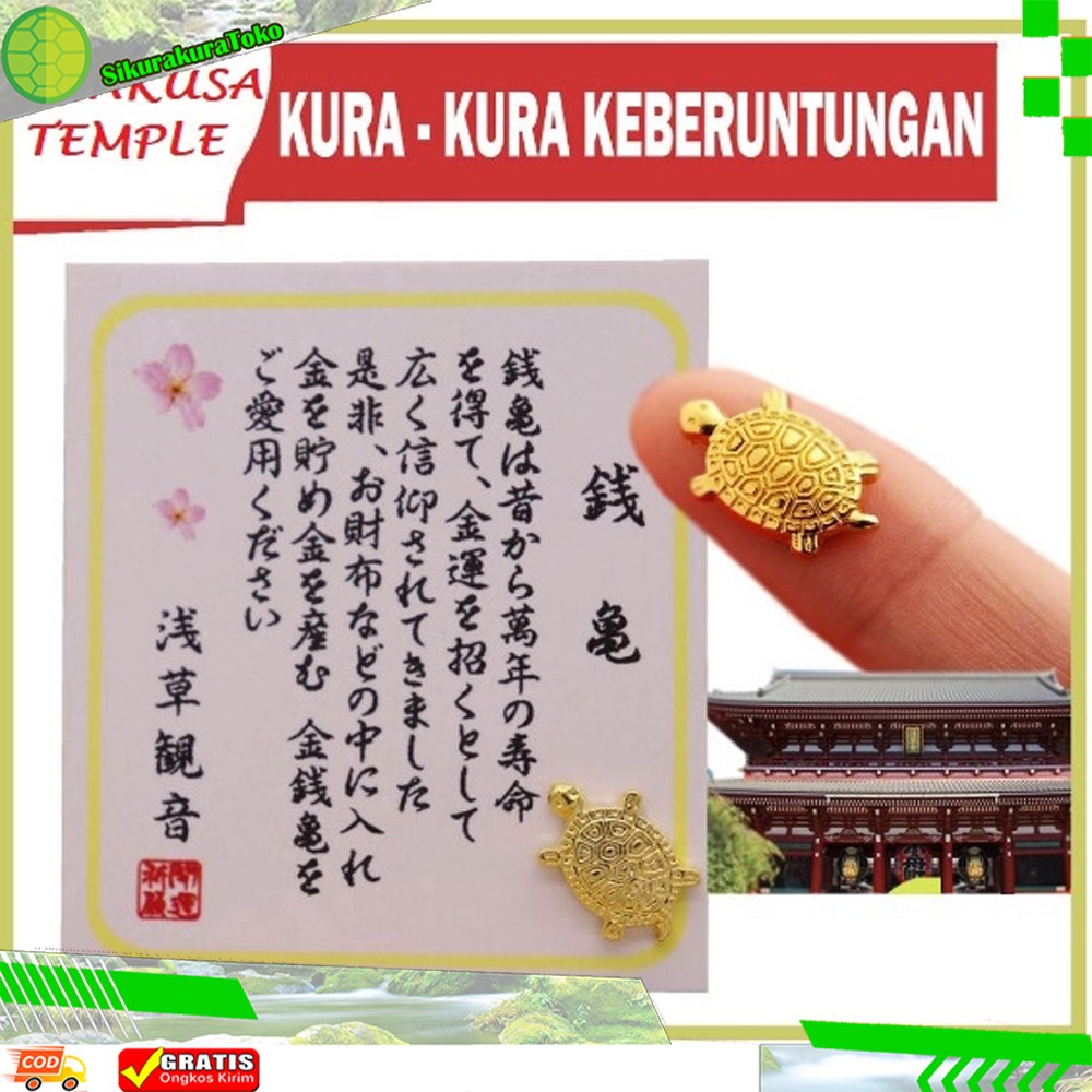 (NCS) Gold Kura Kura Pembawa Keberuntungan ASAKUSA Temple Aksesoris Penyu Emas Uang Jepang Souvenir