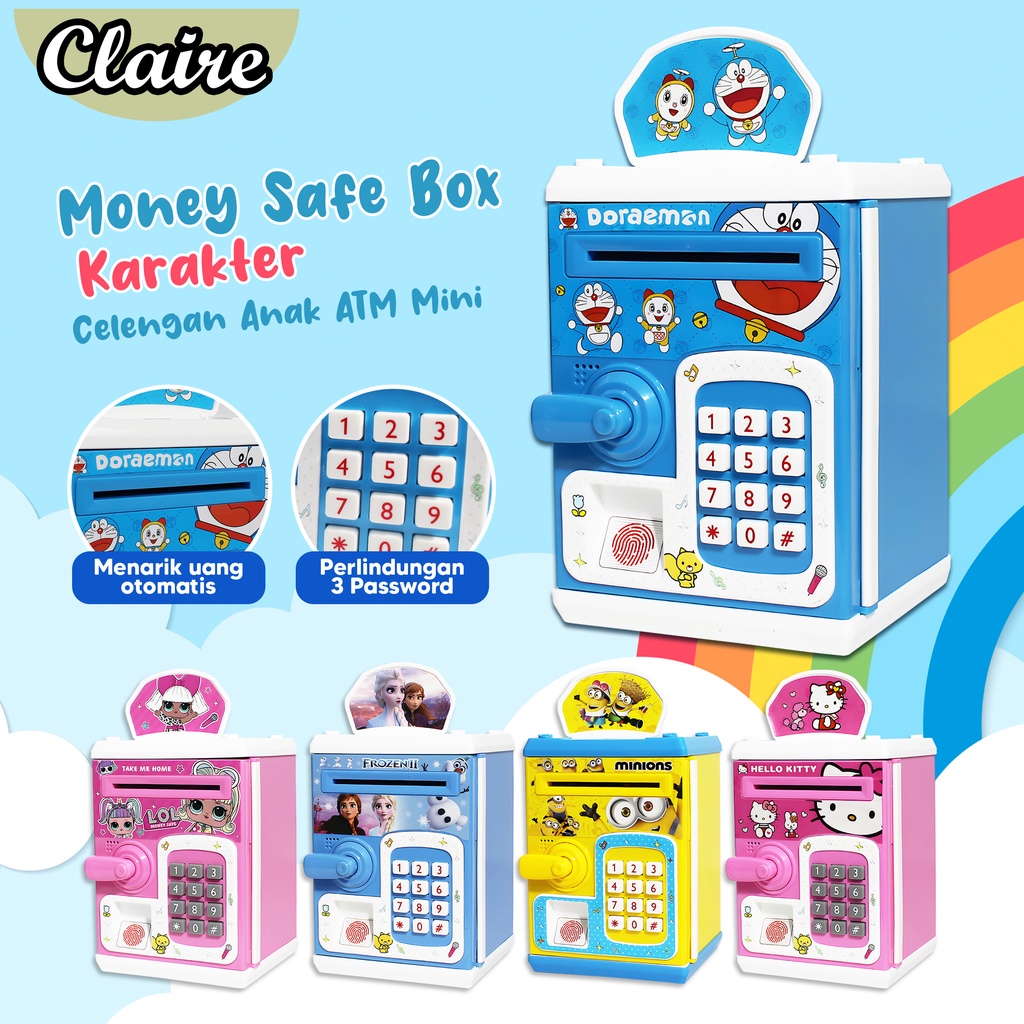 Money Safe Box Karakter / Celengan Anak ATM mini