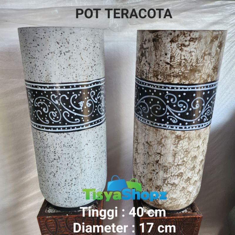 Pot Kayu Terracota Terakota include Busa dan batu