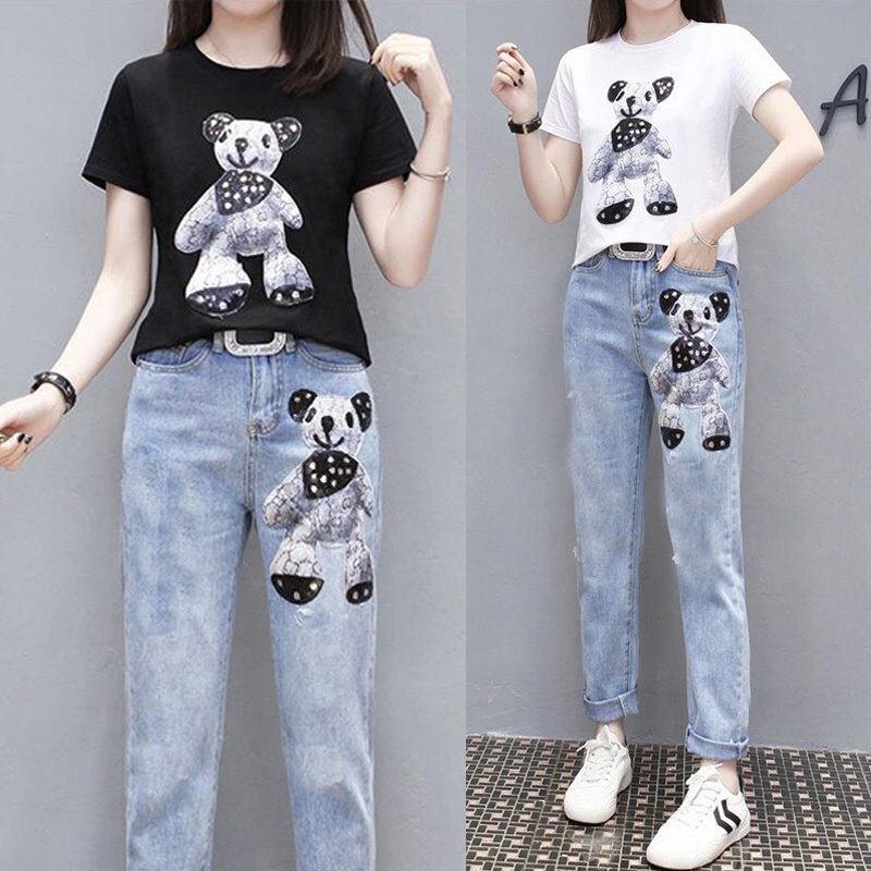 (LOLI--JKT) BS-394 STELAN ANAK CEWEK TANGGUNG MODEL DOLL KOALA JEANS SIZE 110-160