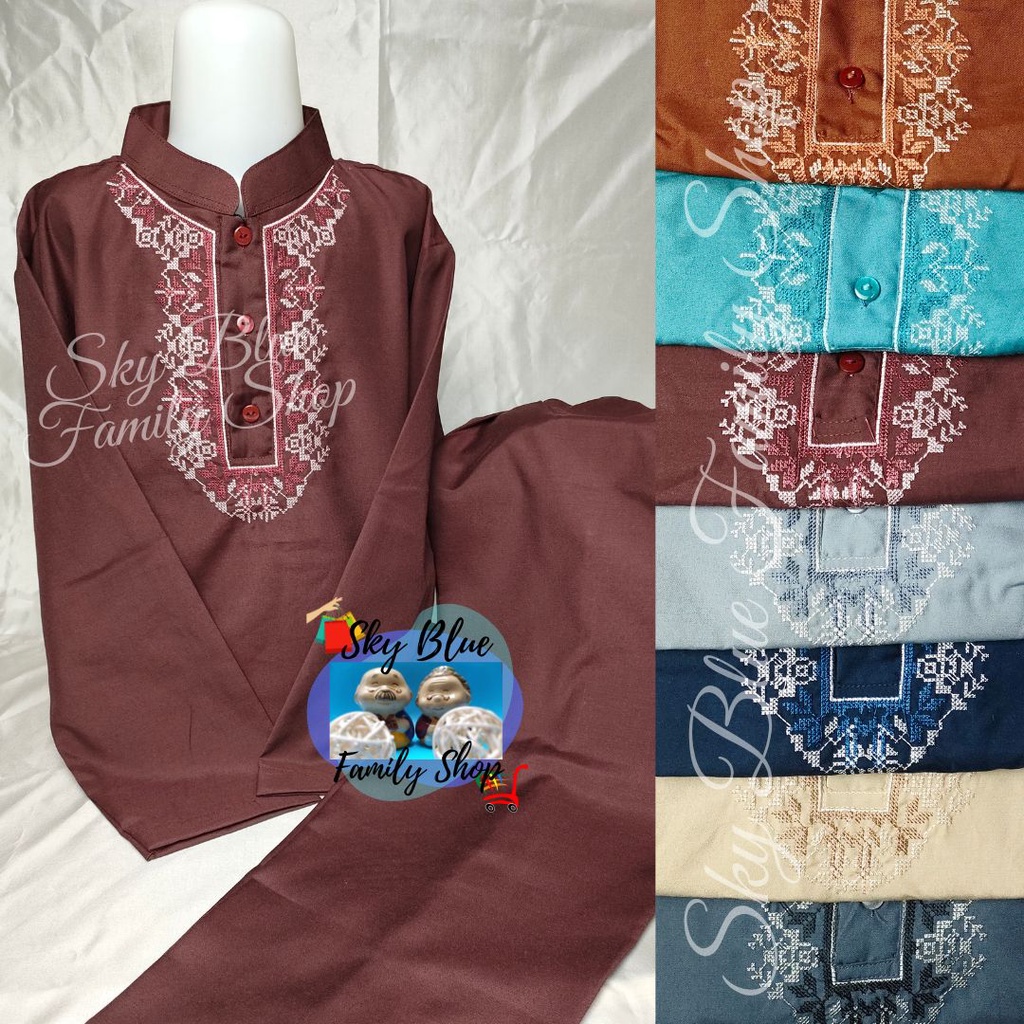 Sky Blue Family Shop BK-RKM144 Baju KOKO Usia 8 9 10 11 12 13 14 tahun ANAK Laki Setelan Set Gamis B
