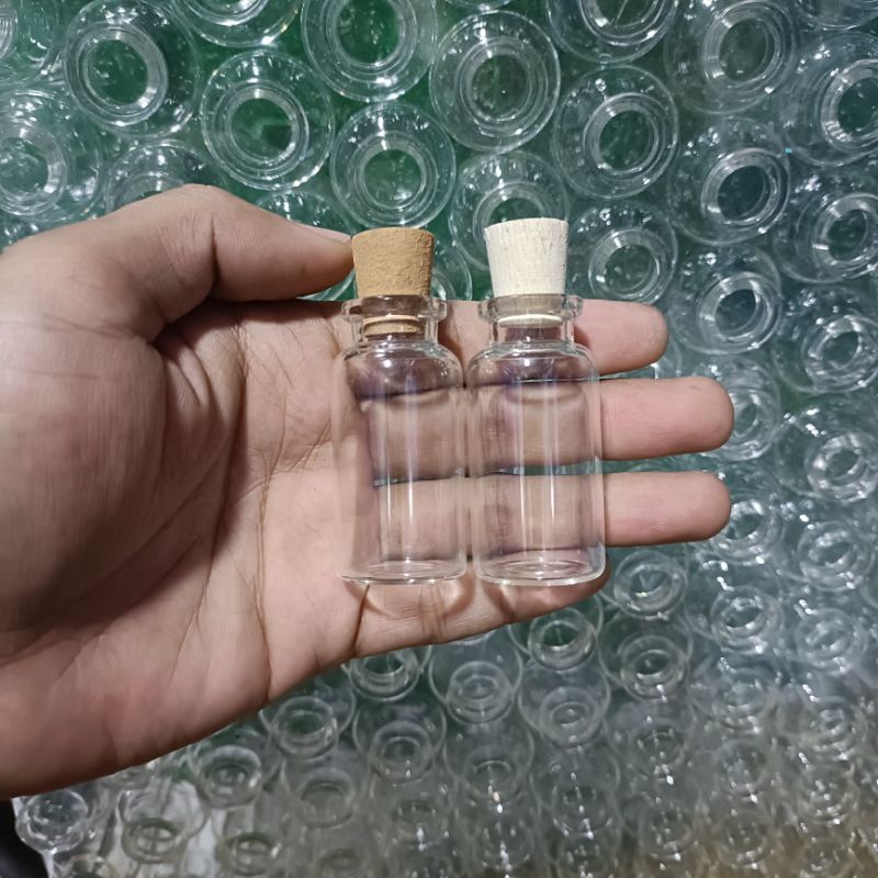 Botol kaca 5ml , 6ml ,8ml , 10ml , 12ml , 15ml , 20ml Botol vial kaca tutup kayu souvenir hias