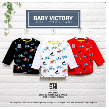 Kaos Anak Baby Victory Karakter Atasan Lengan Panjang Boy Girl