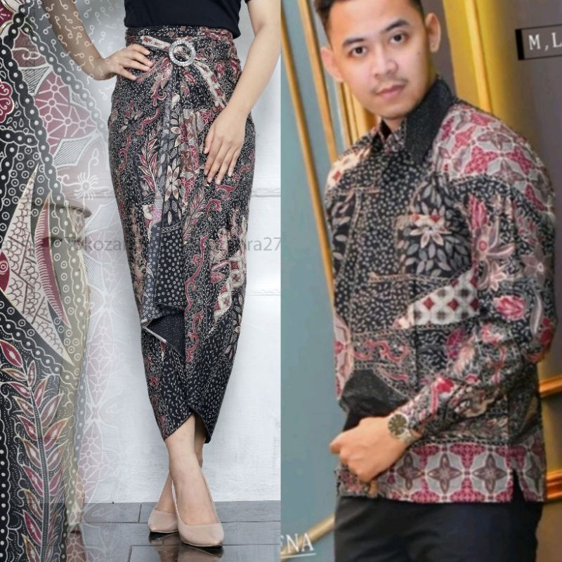 Couple Kemeja Batik Rok Lilit batik Lengan Panjang MOTIF LK