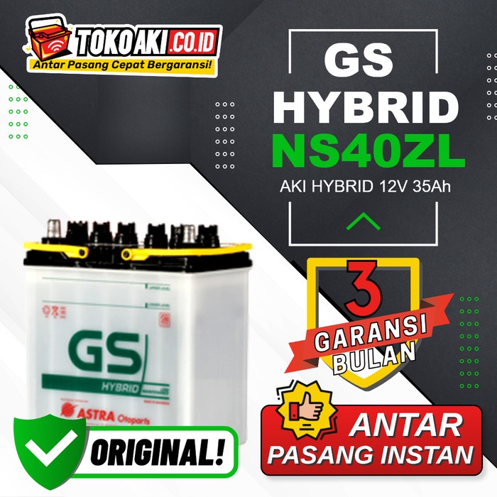 Aki Mobilio Honda - GS Astra Hybrid NS40ZL - 12V 35Ah