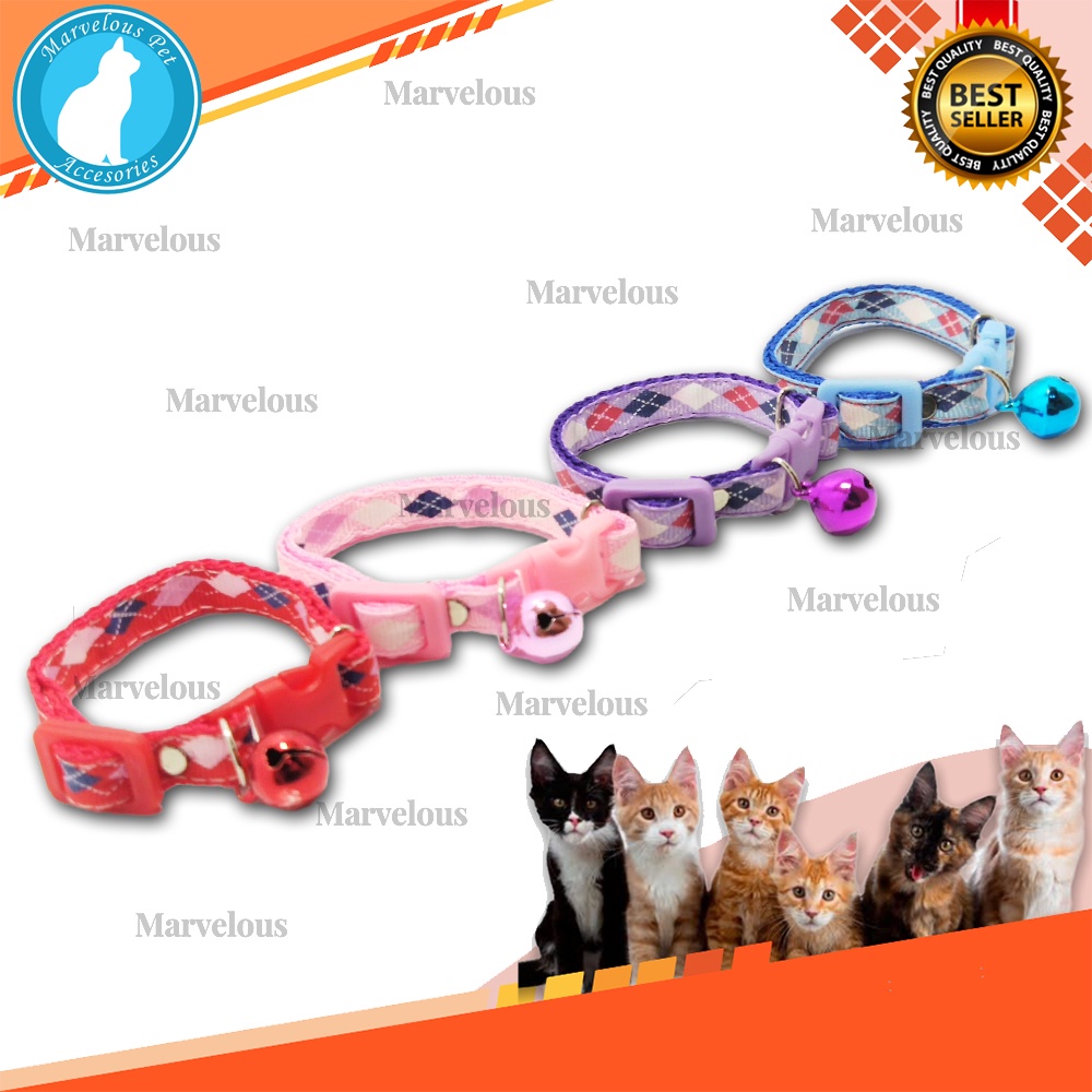 Kalung Kucing Lucu Lonceng 14 mm Motif Wajik / Kalung Kucing Premium / Aksesoris Kucing