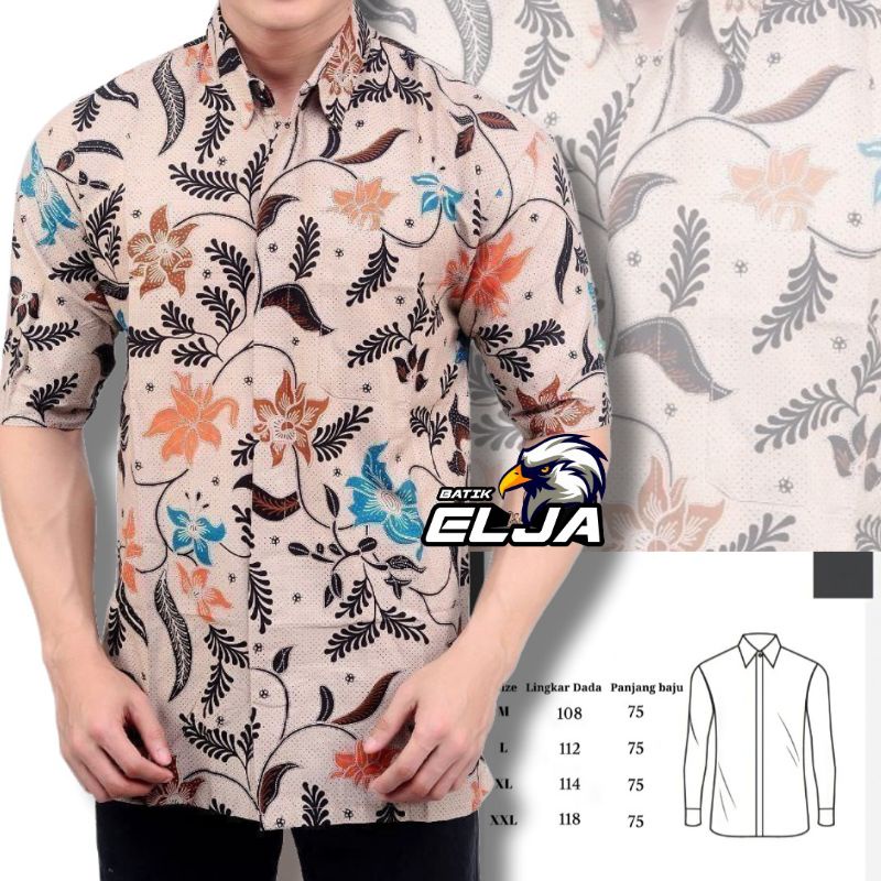 Baju Batik Pria Lengan Pendek Motif Modern Kualitas Bahan Katun Premium Primisima Halus Untuk Seragam Kantor Kerja Dan Lainya