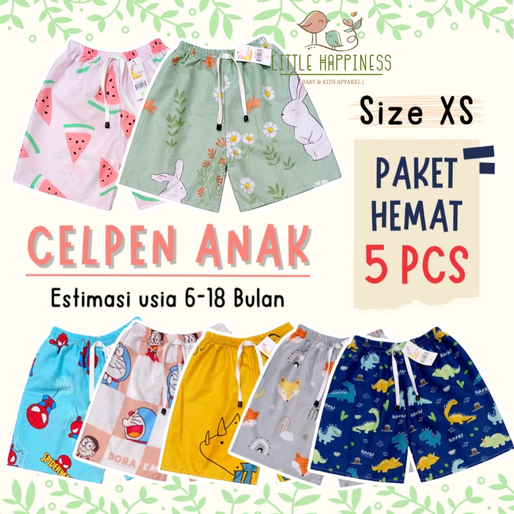 [PROMO 5PCS] Celana Pendek Anak Katun Catra 6 - 18 Bulan / Celana Pendek Anak Murah