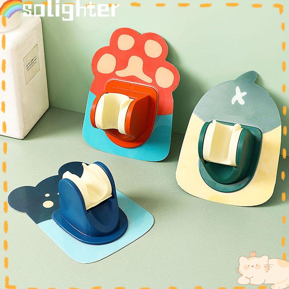 Solighter Adjustable Self-Adhesive Bracket Kartun Multifungsi Adjustable Penyimpanan Dinding Kait Sticky Shower Stand Dinding Dipasang Perekat Gantungan Shower Head Holder ​