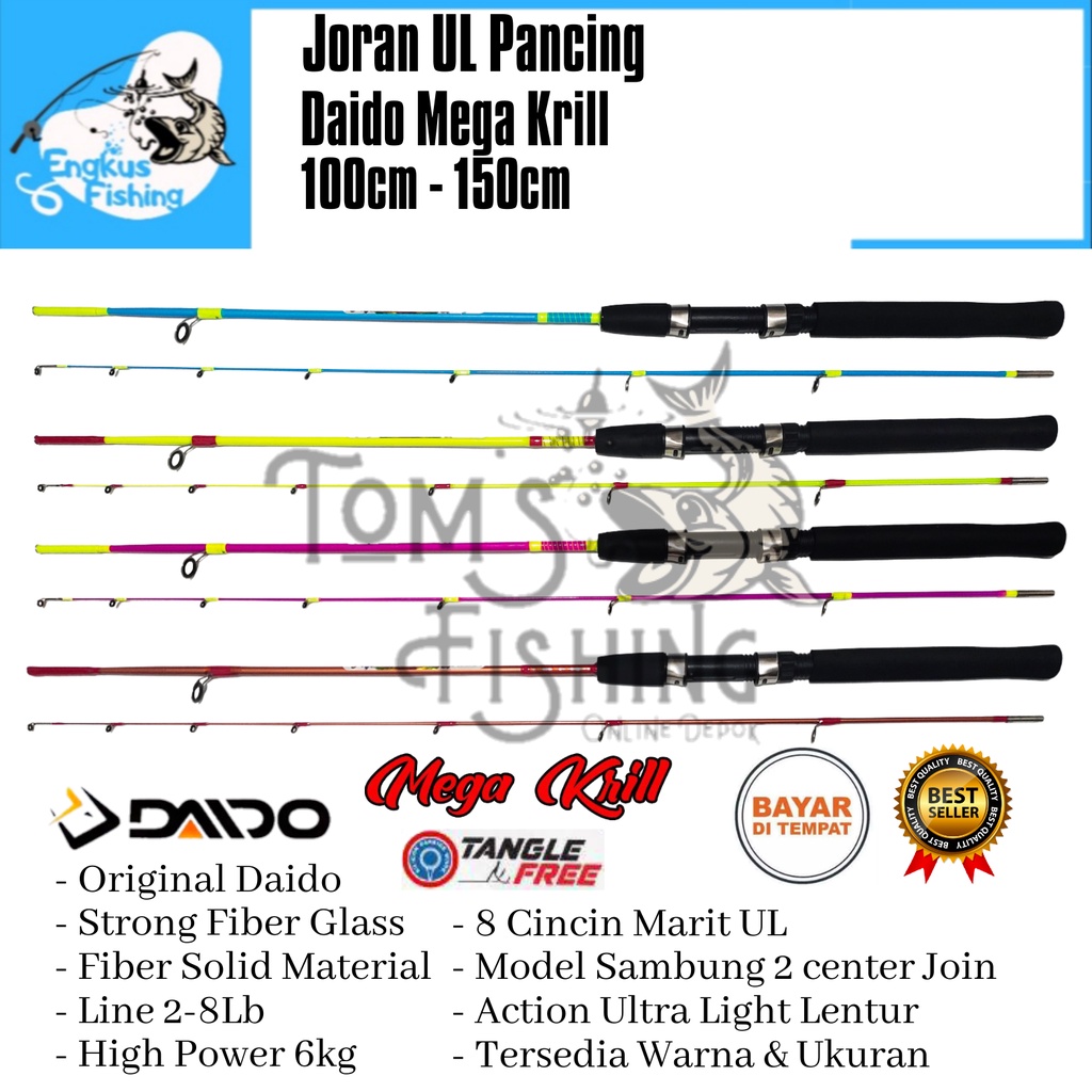 Joran Pancing UL Daido Mega Krill 100cm - 150cm (2-8lbs) Ultra Light Fiber Solid - Engkus Fishing