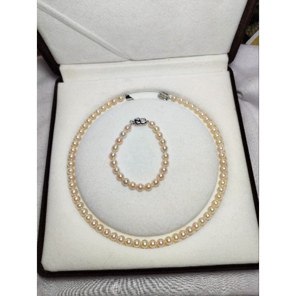 set kalung gelang mutiara air laut akoya jepang