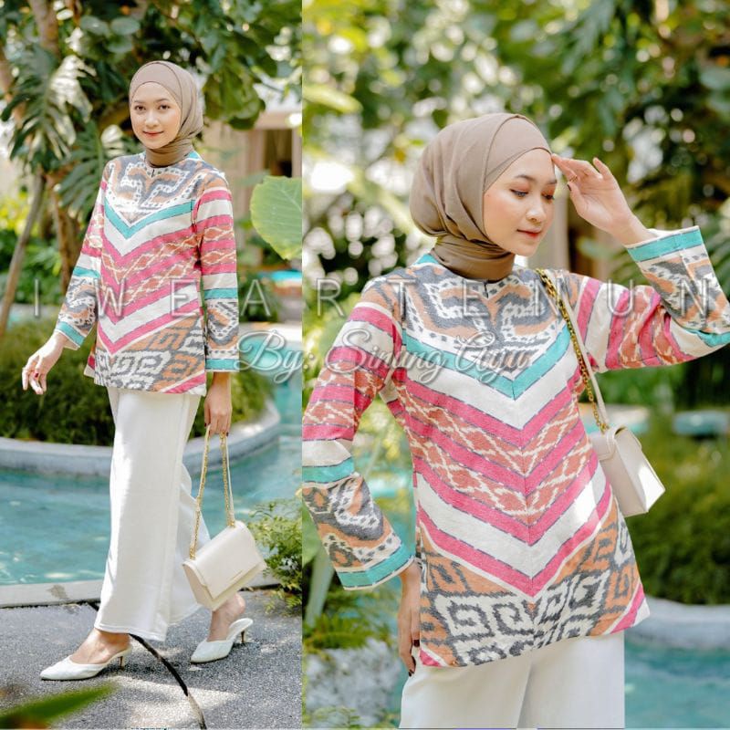 BLOUSE ATASAN RESLETING DEPAN, BAJU KERJA HARIAN