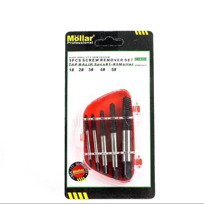 Mollar Mata Tap Balik Screw Extractor Set 5 Pcs