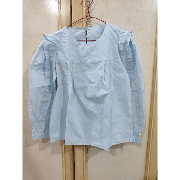 Kemeja Wanita Lengan Panjang Biru Laut