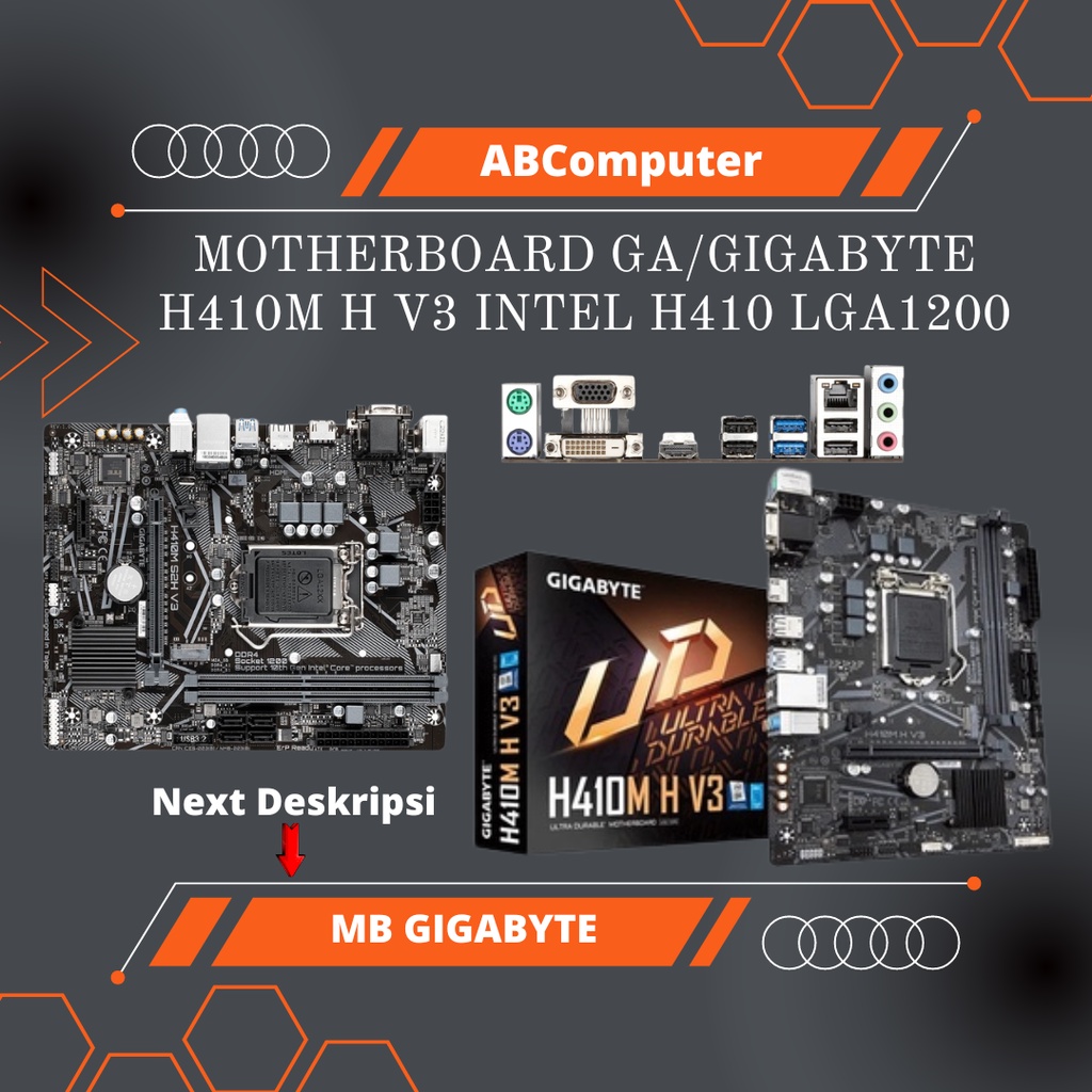 MAINBOARD / MOTHERBOARD GA/GIGABYTE H410M H V3 INTEL H410 LGA1200