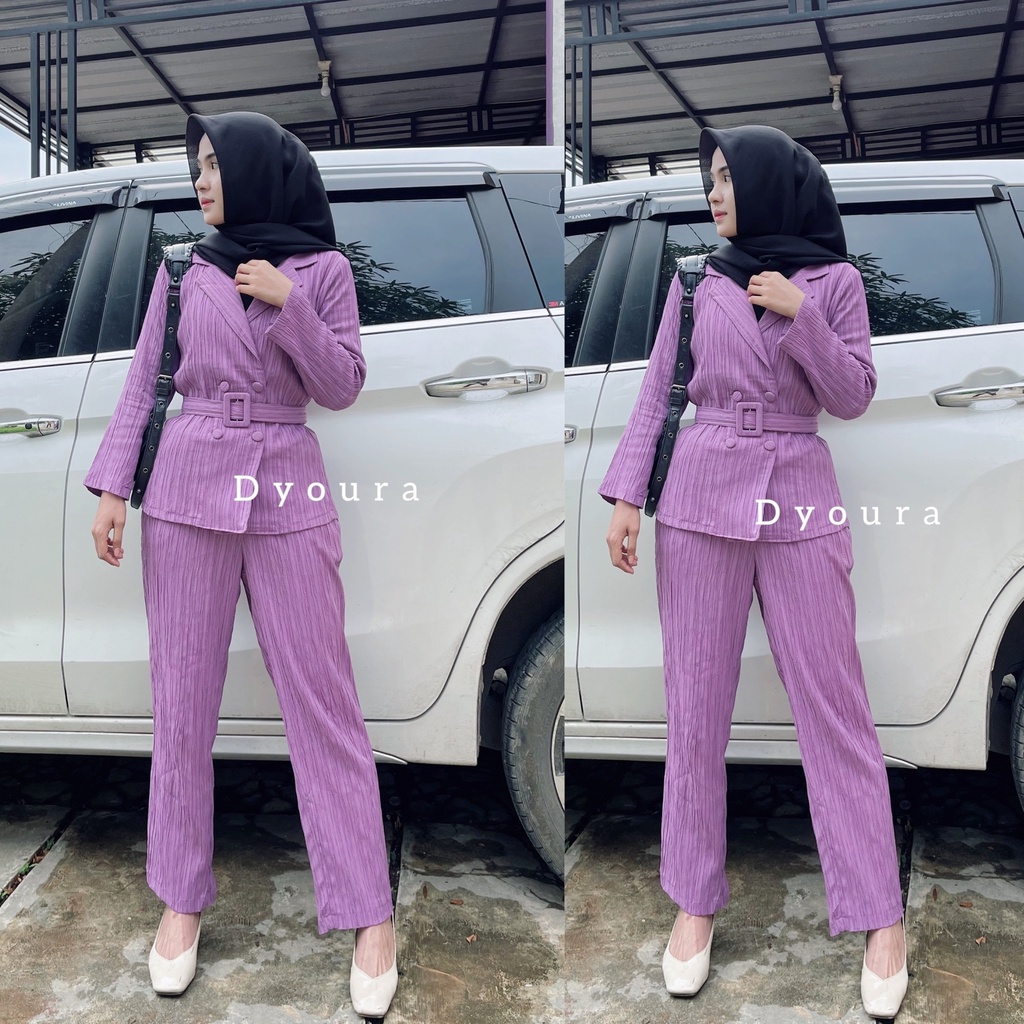 Setelan Wanita/Setelan Blazer Wanita/Setelan cewek kayu/ Setelan blazer kayu/Setelan kekinian/ setelan celana wanita