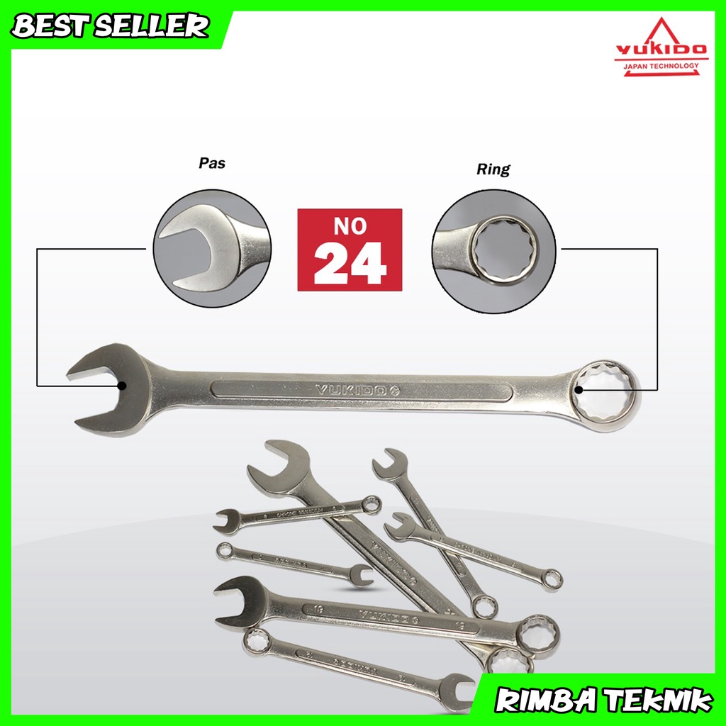 PROMO !! Kunci Ring Pas 24 mm Chrome Vanadium Steel Combination Wrench YUKIDO