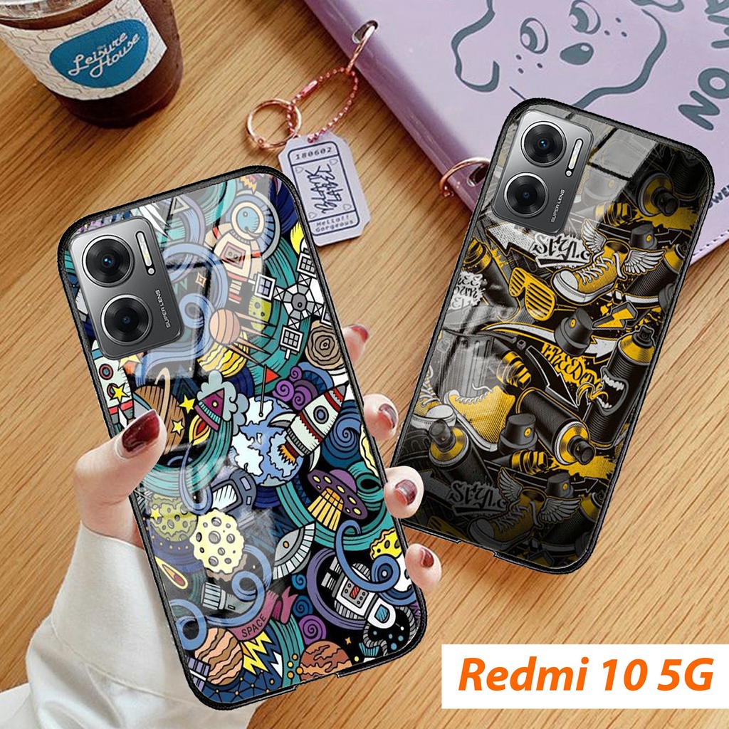 Softcase REDMI 10 5G TERBARU - Softcase Glass Kaca Redmi 10 5G [99H] - Casing REDMI 10 5G - Case Red
