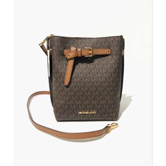 mk emilia small bucket sign brown