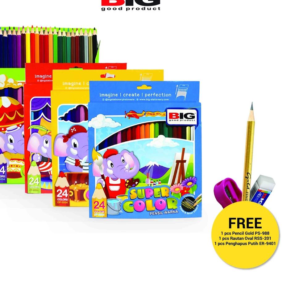 

ナ BIG Pensil Warna Set Lengkap 24 Panjang CP-5004 Trendy