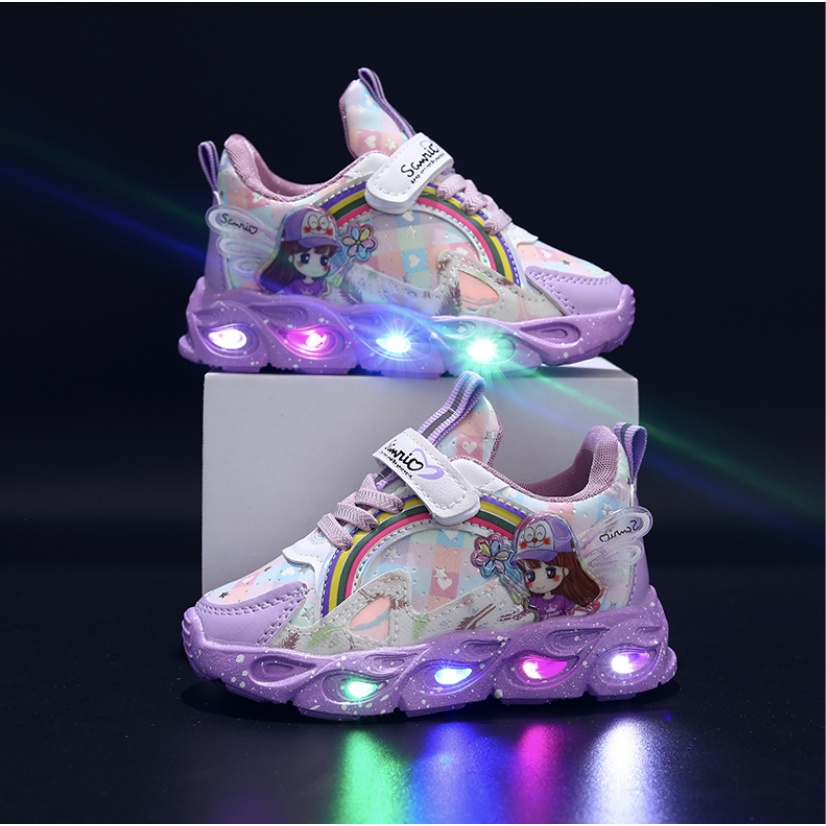 babyfit FLORSCENT RIO sepatu lampu anak perempuan led shoes import gs-0120