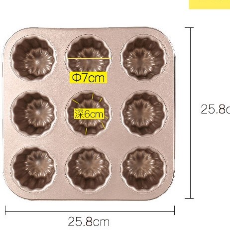 9cups canele bake pan / loyang cannele 9 lubang / caneles baking pan