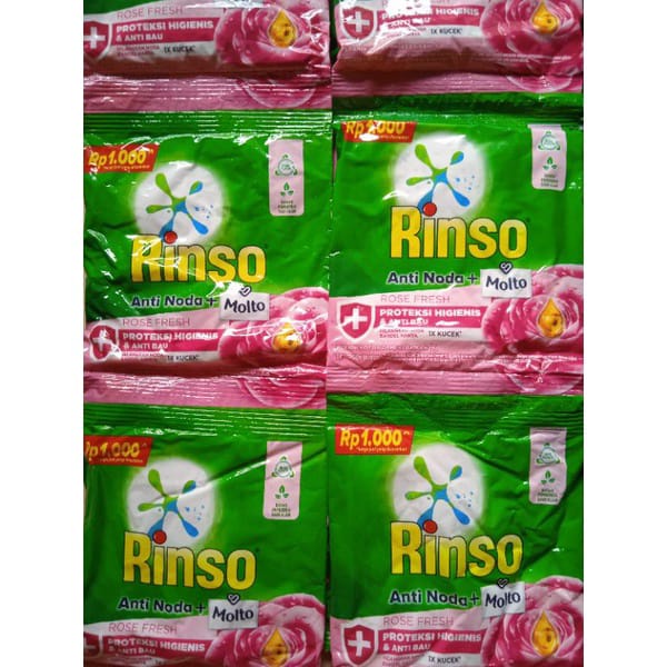 RINSO ANTI NODA + MOLTO BUBUK RENCENG 6pcs × 38gram/ RINSO BUBUK satu renceng isi 6pcs Kosmetik Arjuna Unilever