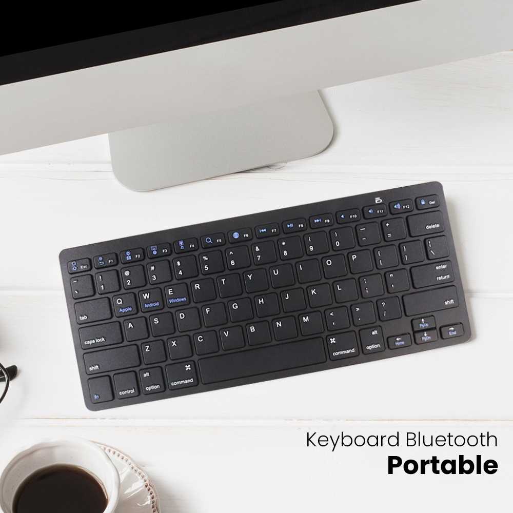 Keyboard Wireless Portable - Keyboard Mini Wireless - Keyboard Bluetooth Portable - Keyboard Laptop Kantor / Sekolah / Kuliah