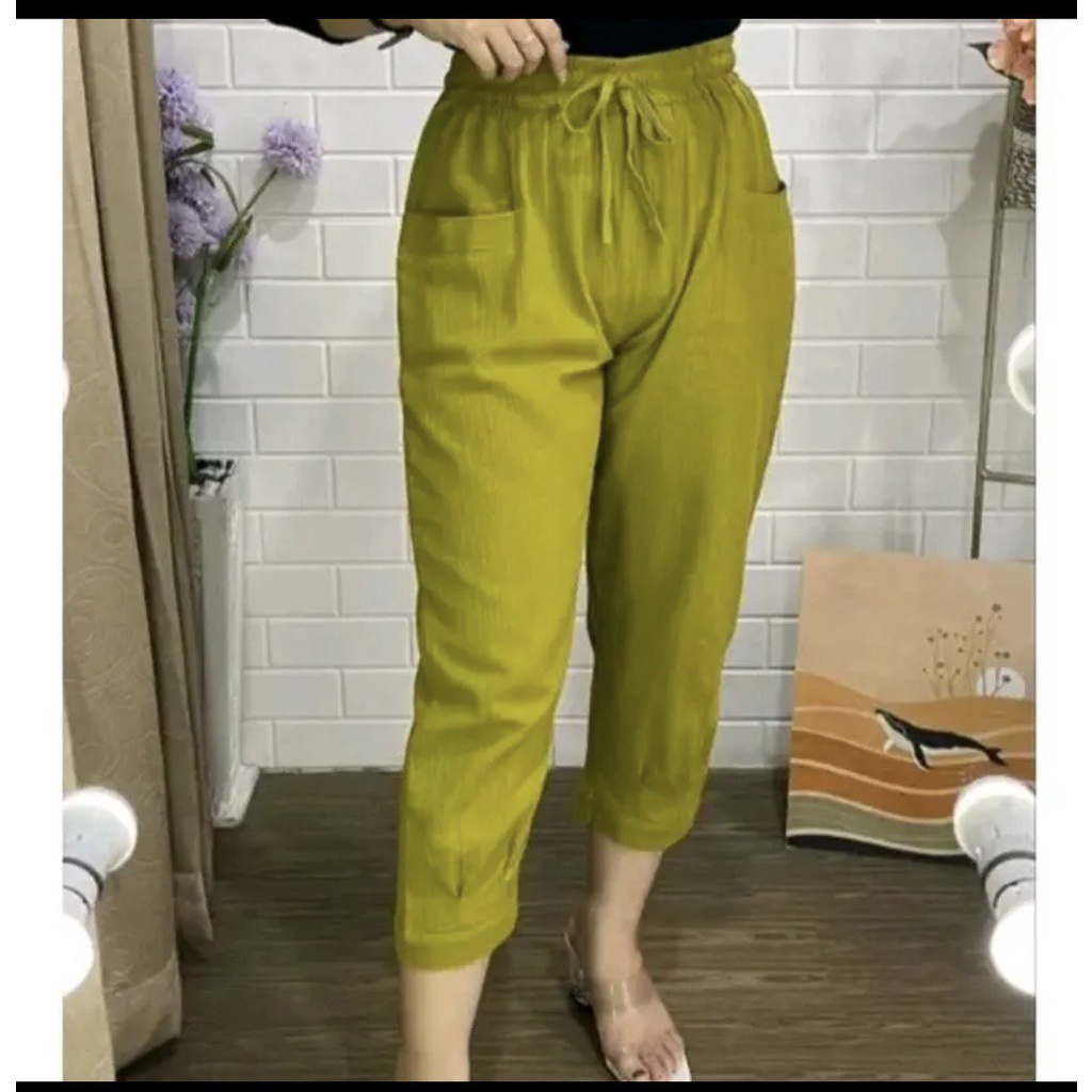 HARUKA PANTS 7/9 CRINKLE LINEN