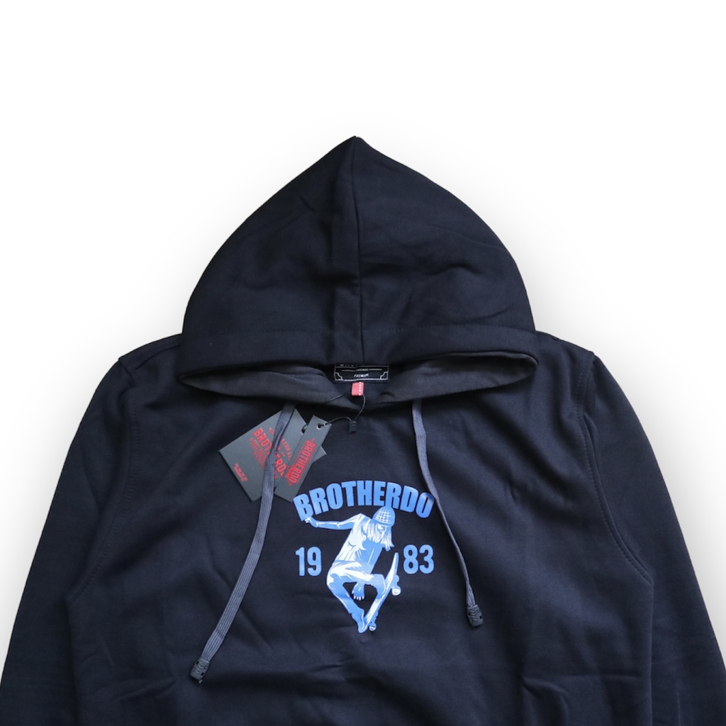 Sweater hoodie katun gambar sablon hitam unisex pria wanita brotherdo